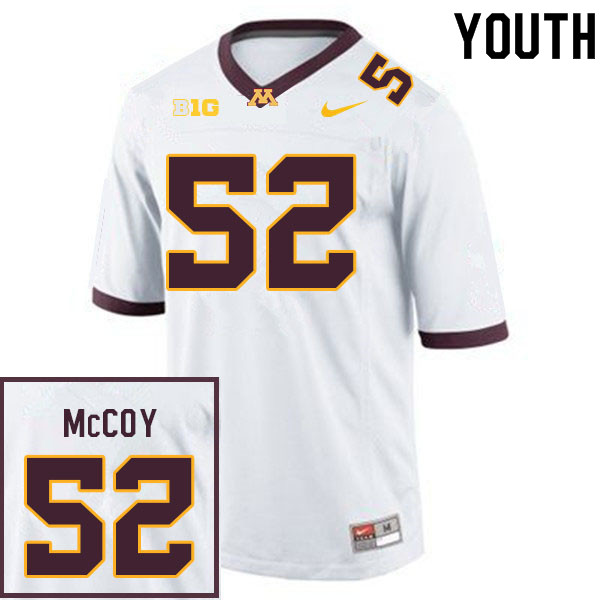 Youth #52 Luther McCoy Minnesota Golden Gophers College Football Jerseys Sale-White - Click Image to Close